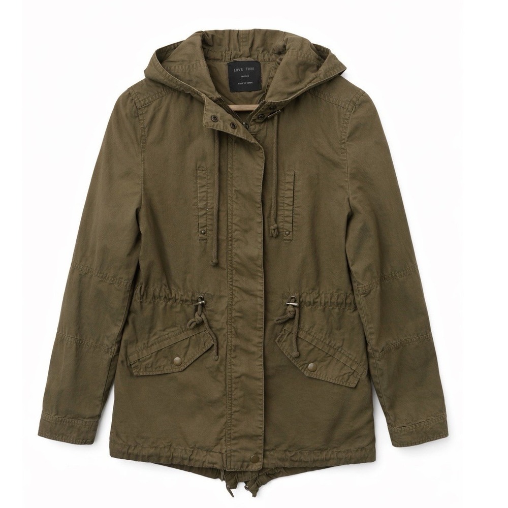 Love Tree Military Olive Green Utility Womens Anorak Jacket Medium  - Runs Small